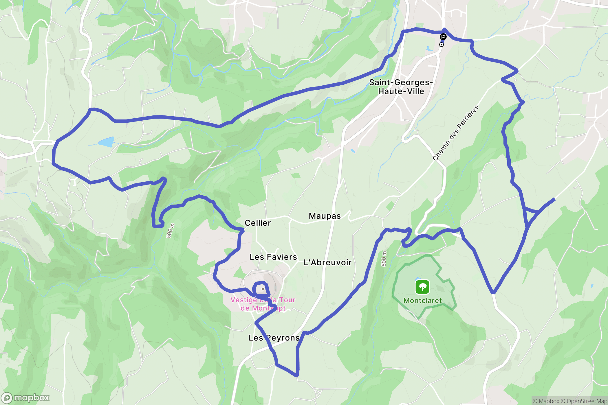 Saint-Georges-Haute-ville : carte du parcours de randonnée - France