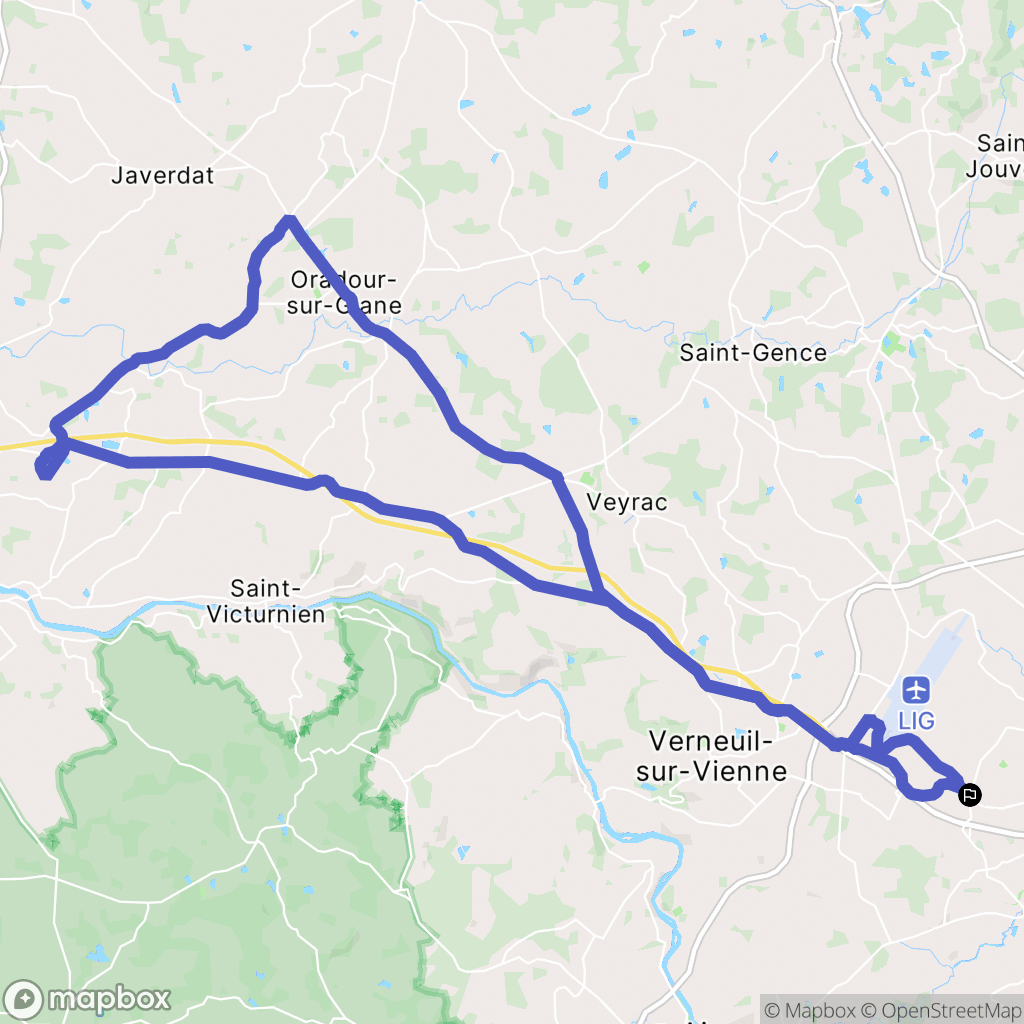 Limoges : carte du parcours de randonnée - France