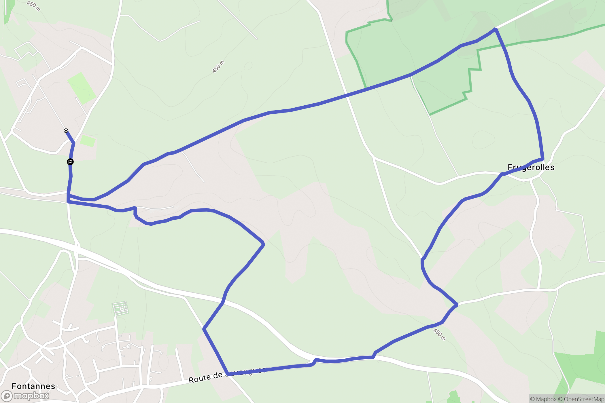 Fontannes : carte du parcours de randonnée - France