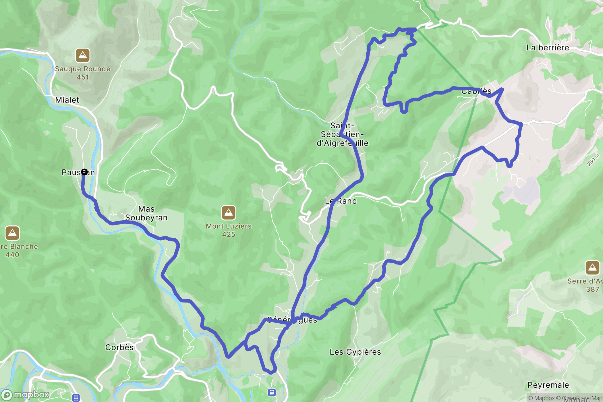 Mialet : carte du parcours de randonnée - France