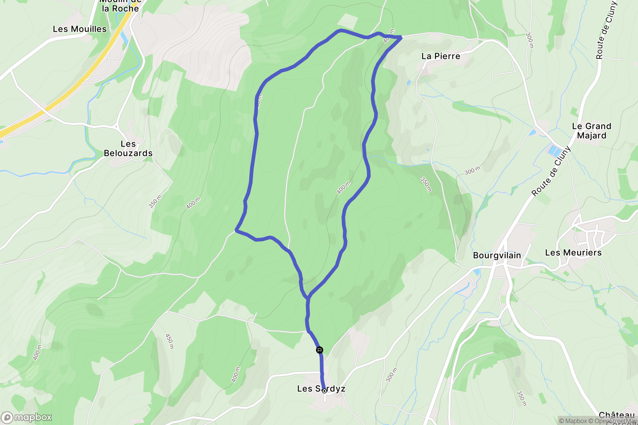 Bourgvilain : carte du parcours de randonnée - France