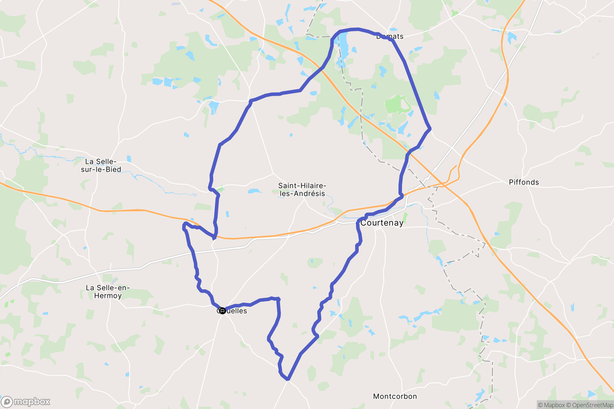 Chuelles : carte du parcours de randonnée - France