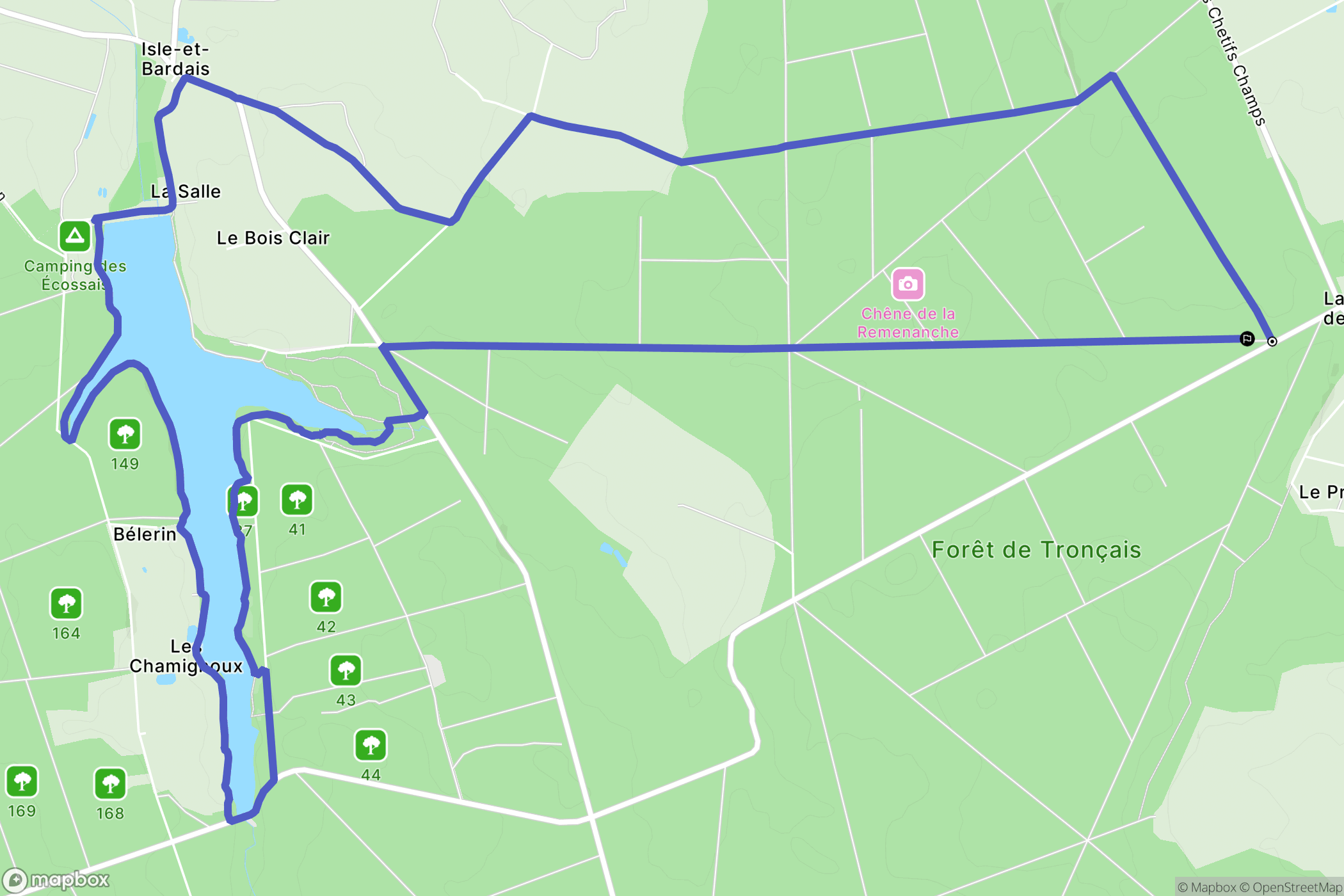 Isle-et-Bardais : carte du parcours de randonnée - France
