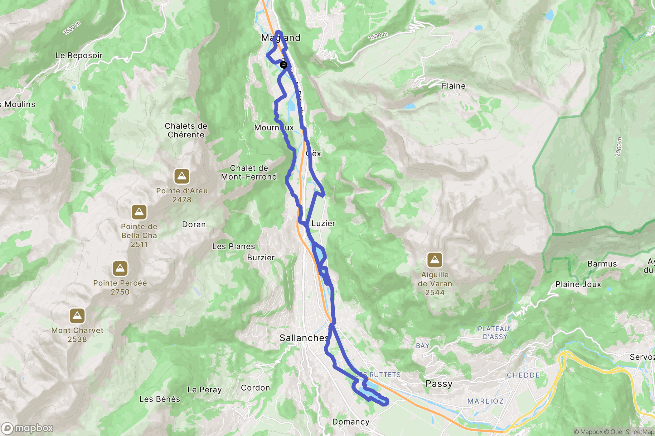 Magland : carte du parcours de randonnée - France
