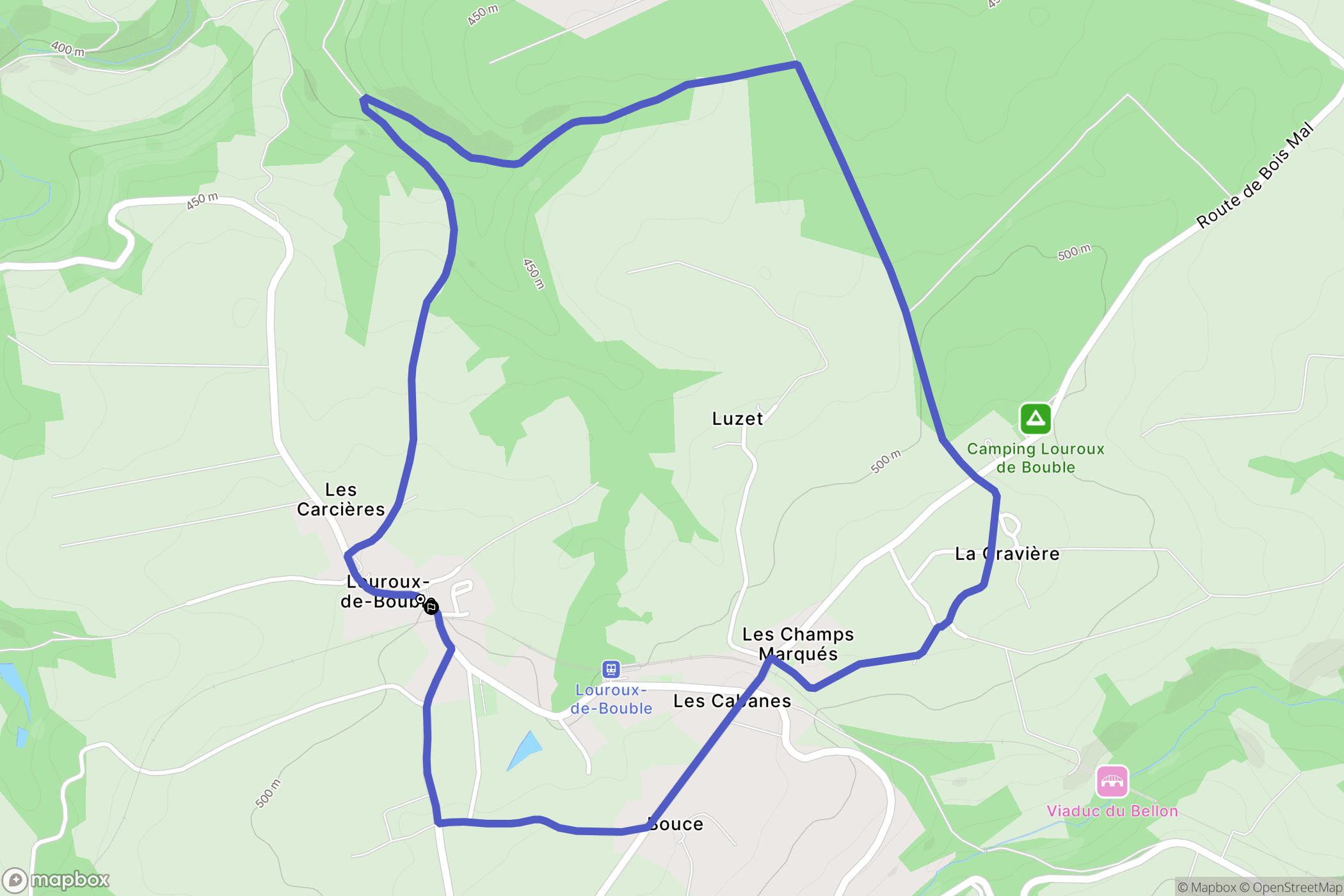 Louroux-de-Bouble : carte du parcours de randonnée - France