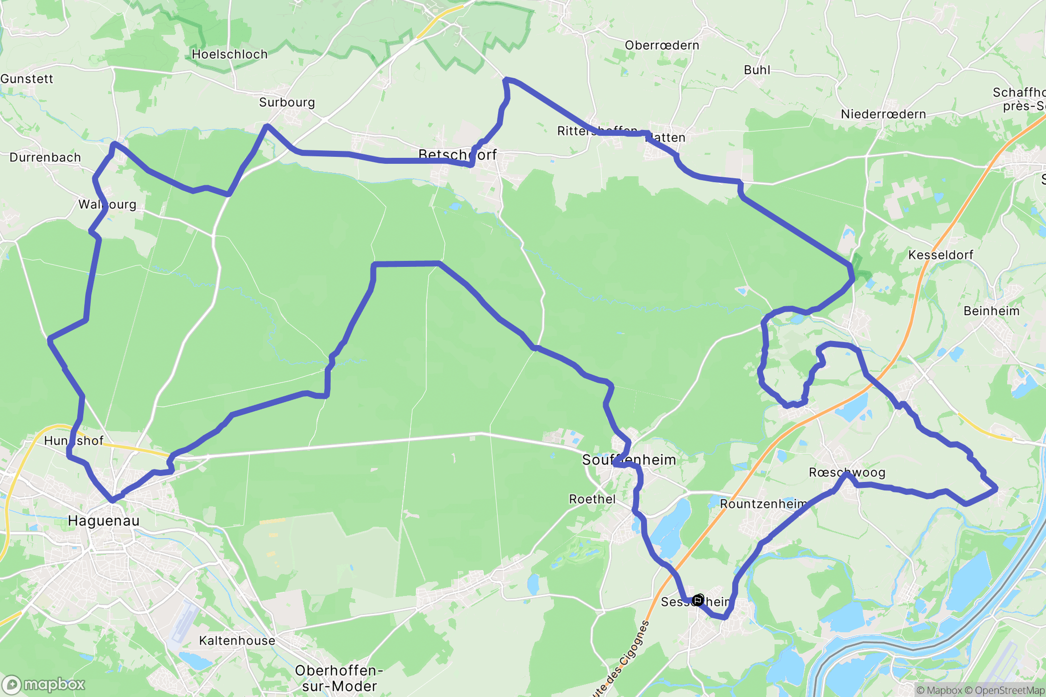 Sessenheim : carte du parcours de randonnée - France