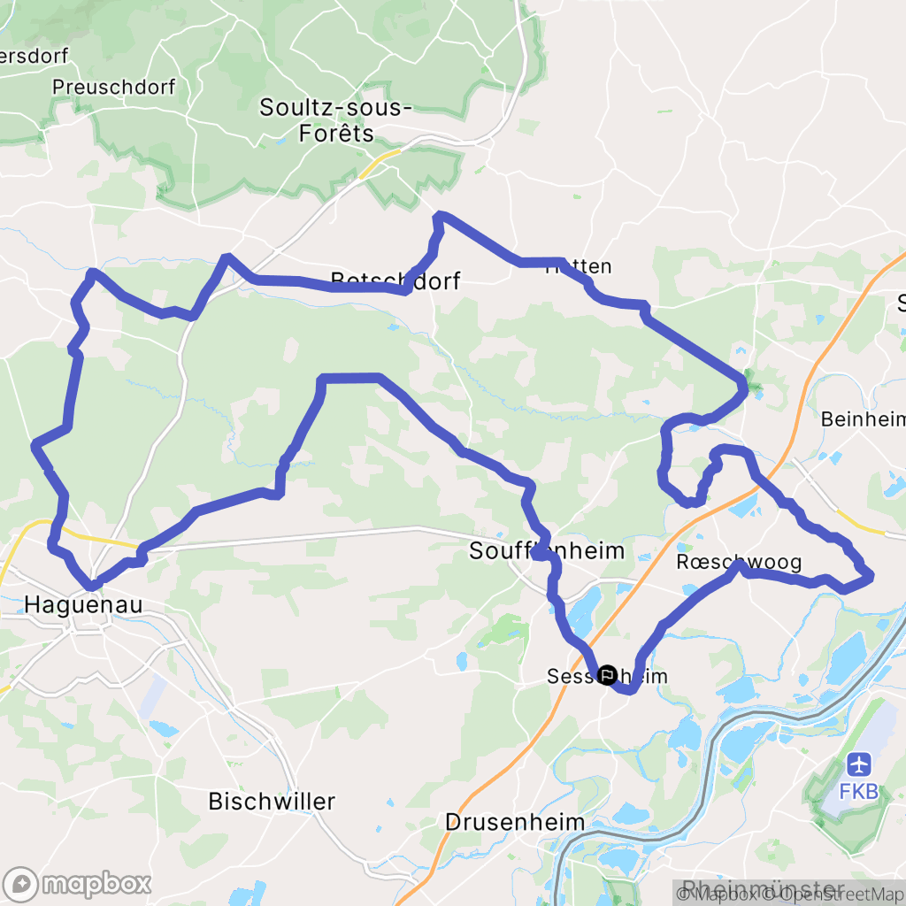 Sessenheim : carte du parcours de randonnée - France