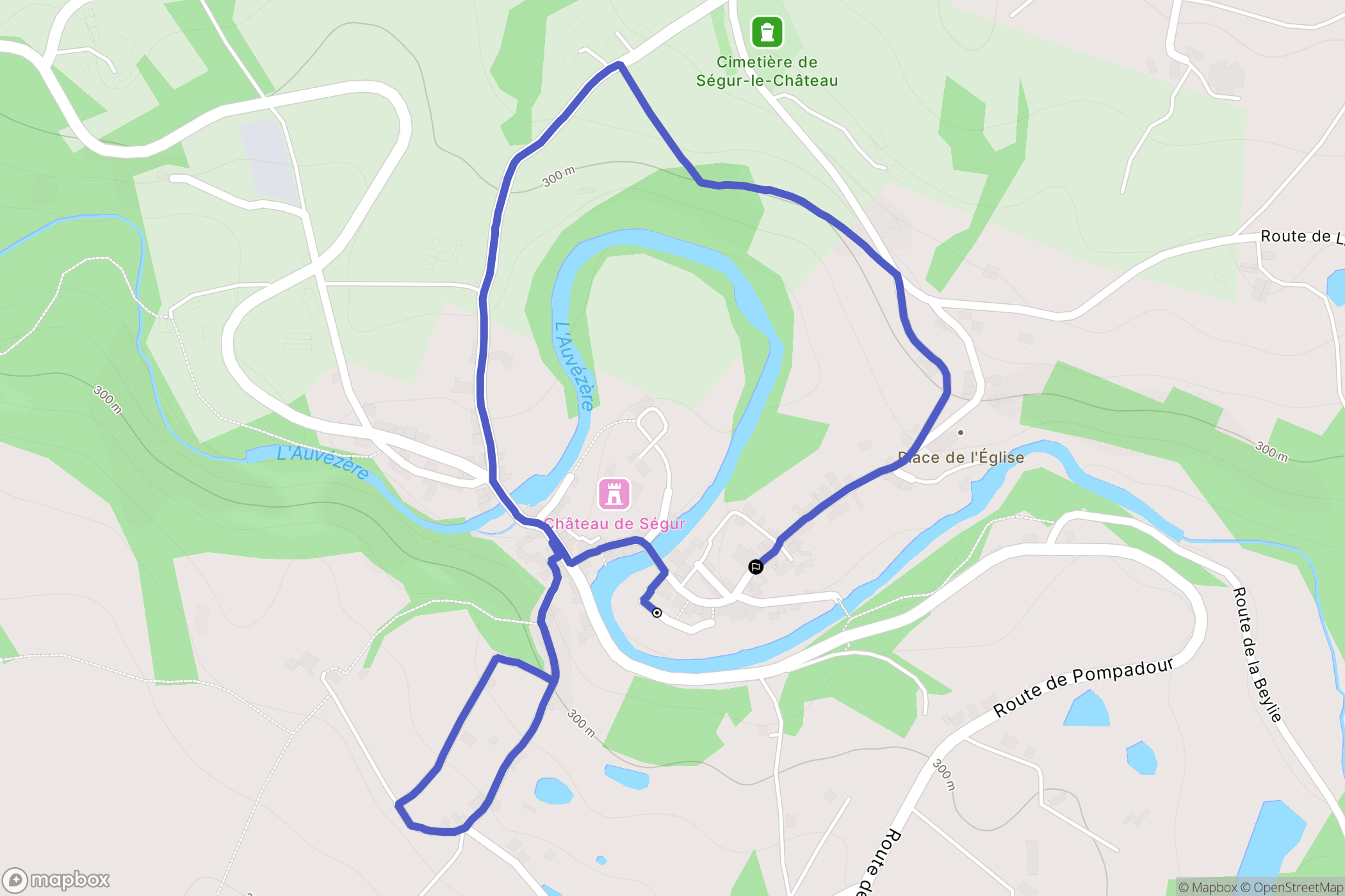 Ségur-le-Château : carte du parcours de randonnée - France