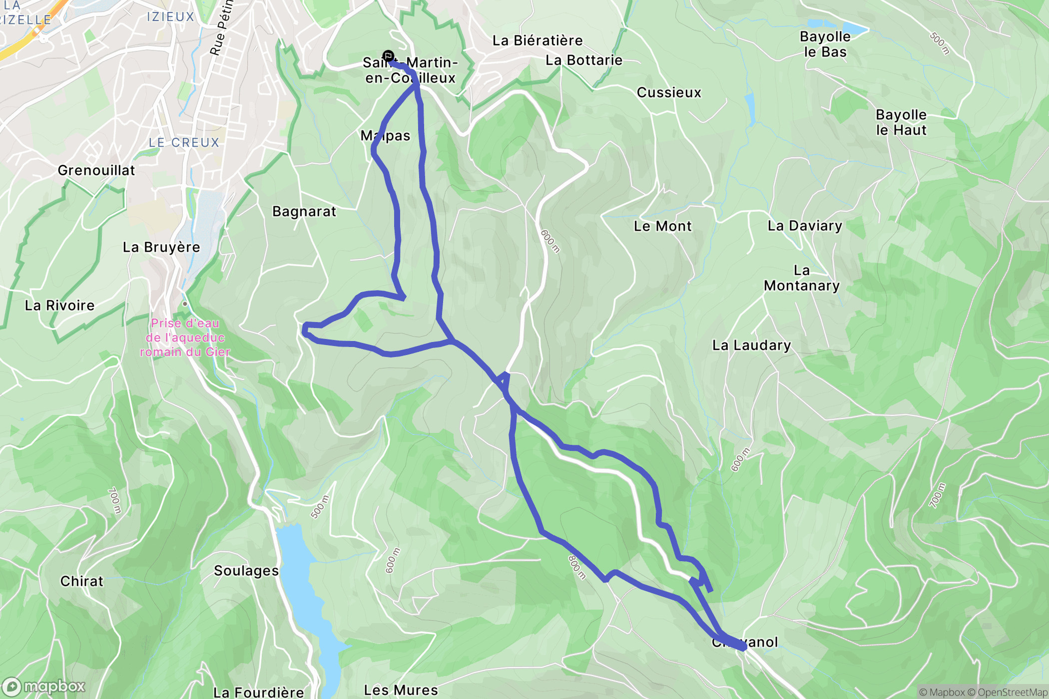 Saint-Chamond : carte du parcours de randonnée - France
