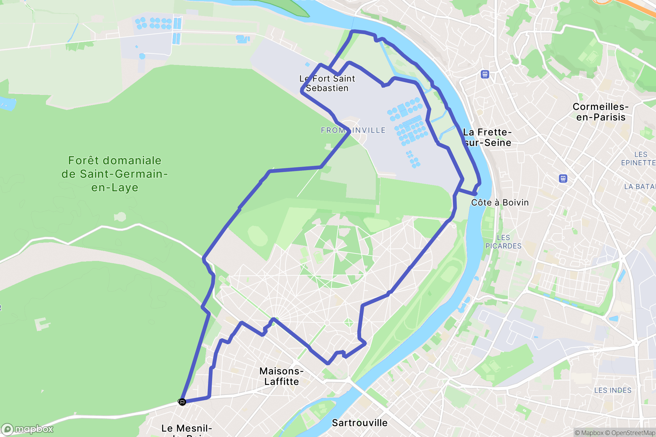 Saint-Germain-en-Laye : carte du parcours de randonnée - France