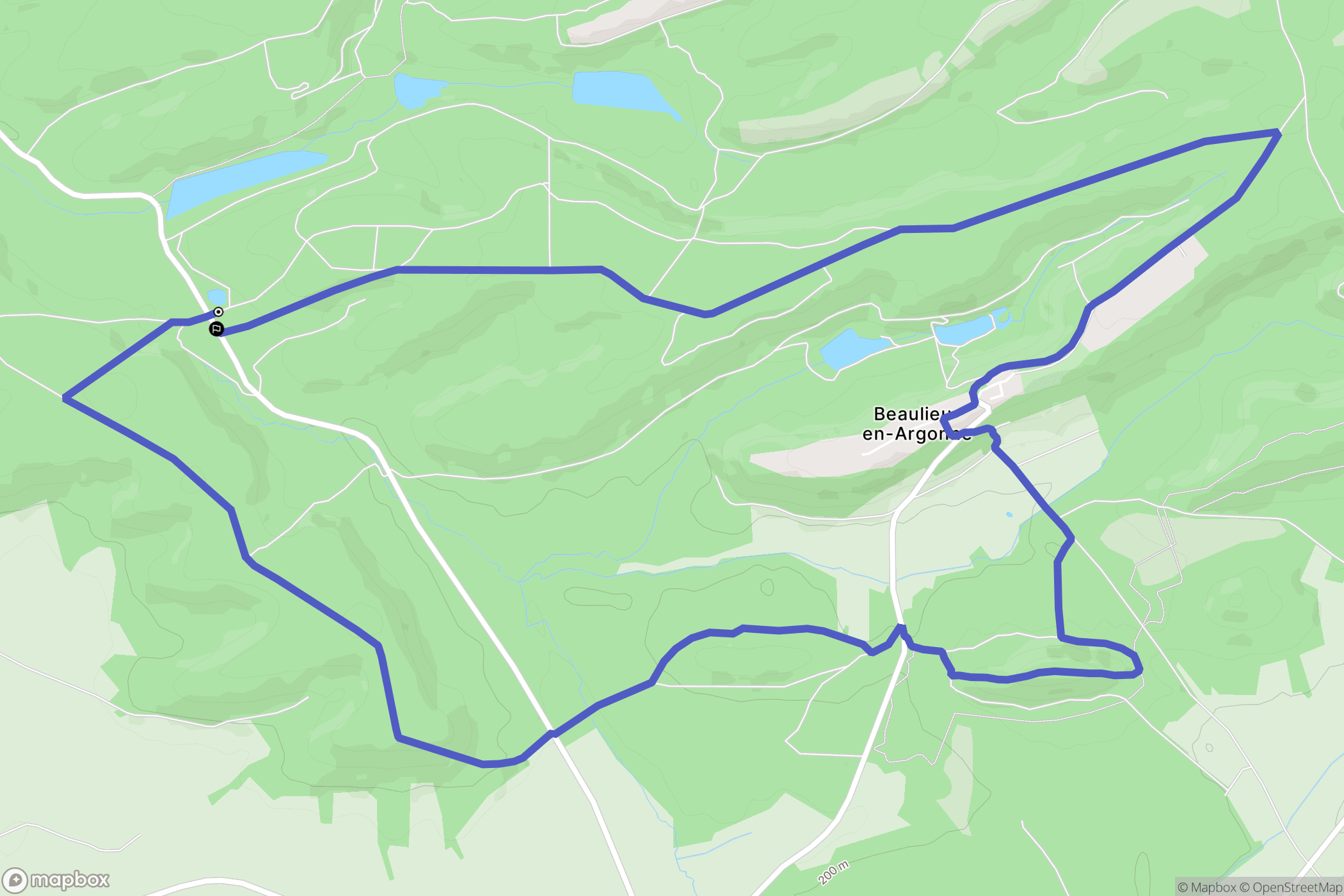 Beaulieu-en-Argonne : carte du parcours de randonnée - France