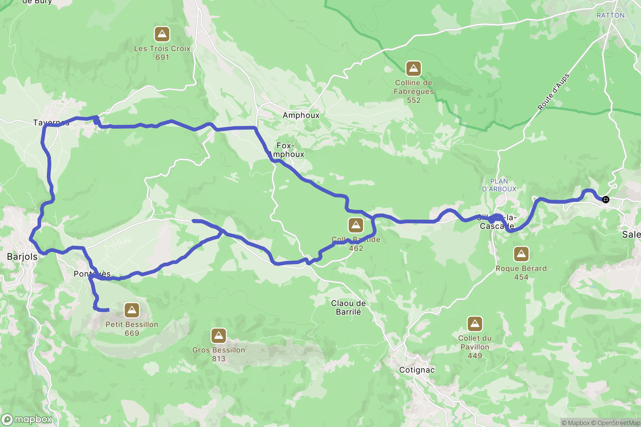 Salernes : carte du parcours de randonnée - France