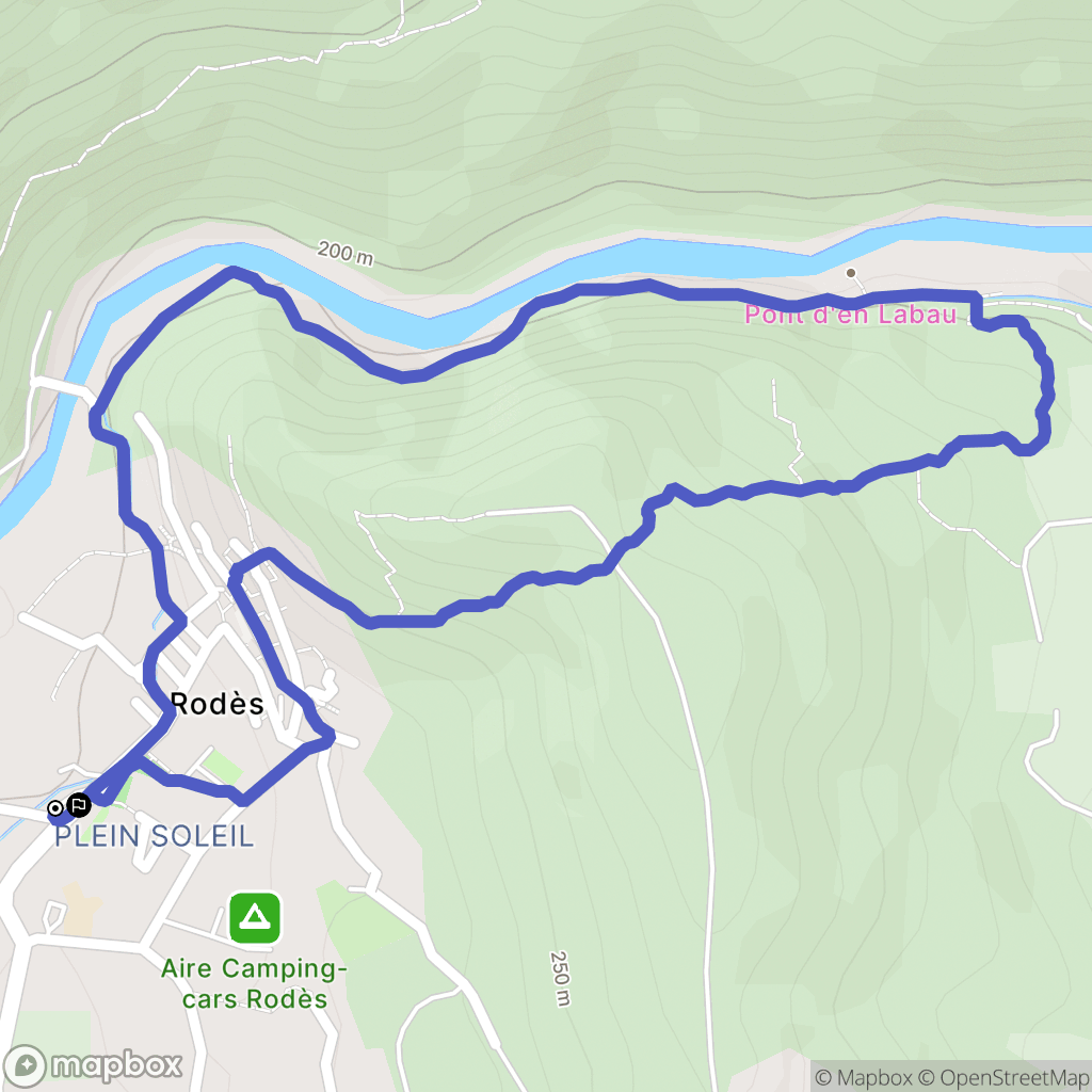 Rodes : carte du parcours de randonnée - France