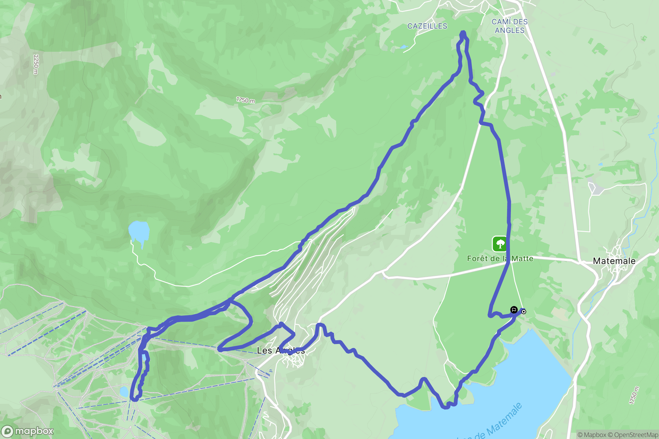 Matemale : carte du parcours de randonnée - France