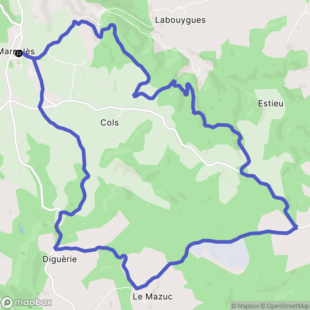 Marcolès : carte du parcours de randonnée - France