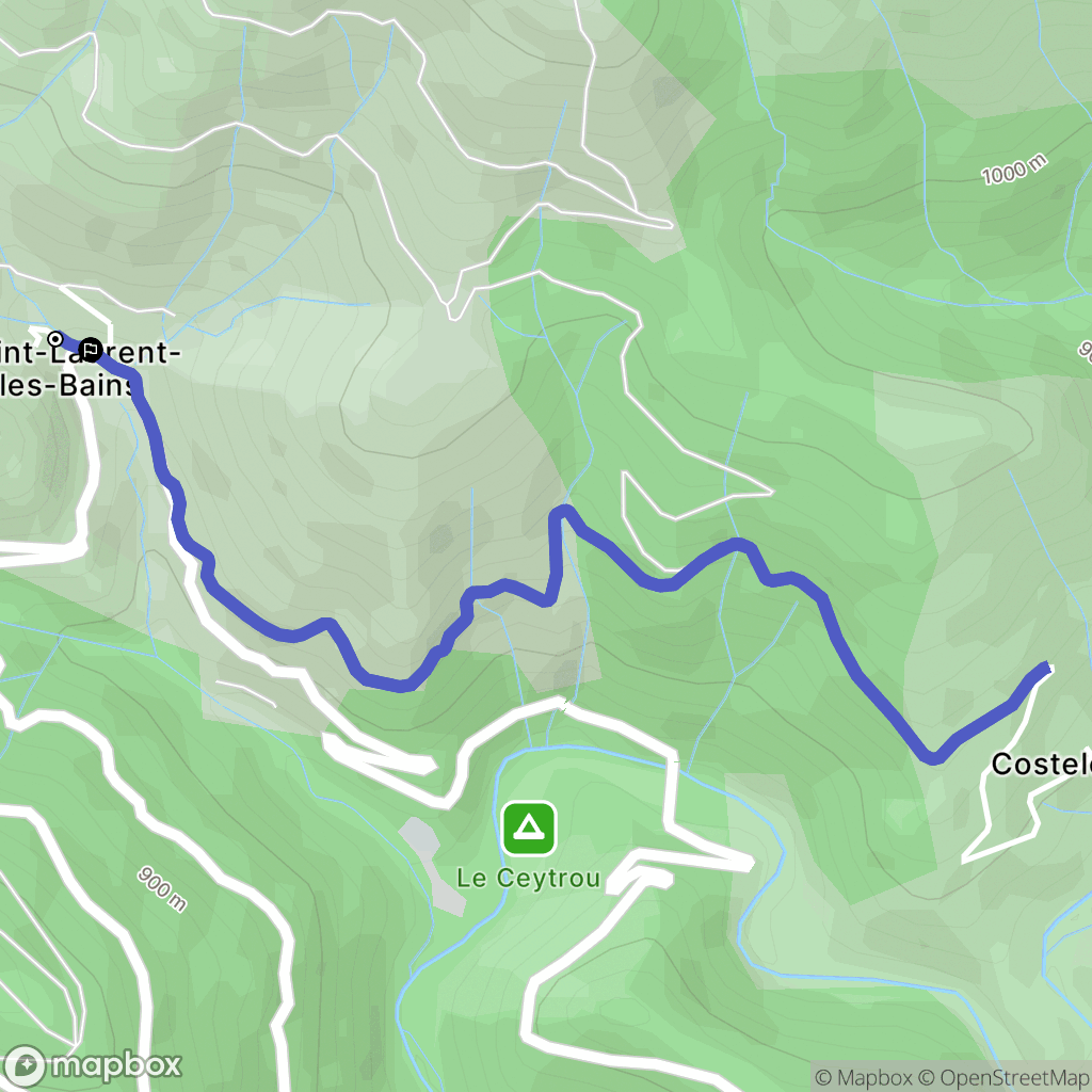 Saint-Laurent-les-Bains-Laval-d'Aurelle : carte du parcours de randonnée - France