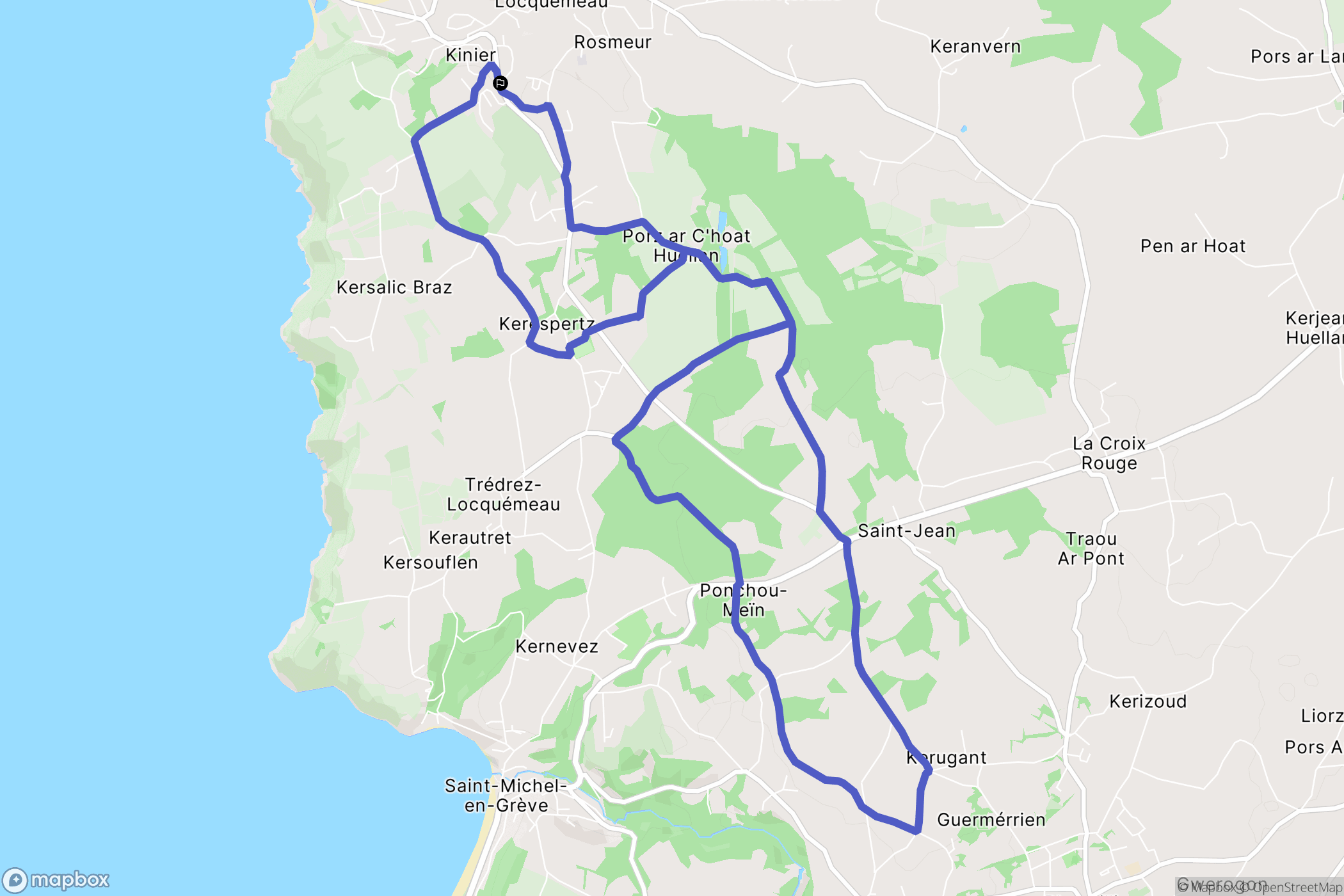 Trédrez-Locquémeau : carte du parcours de randonnée - France