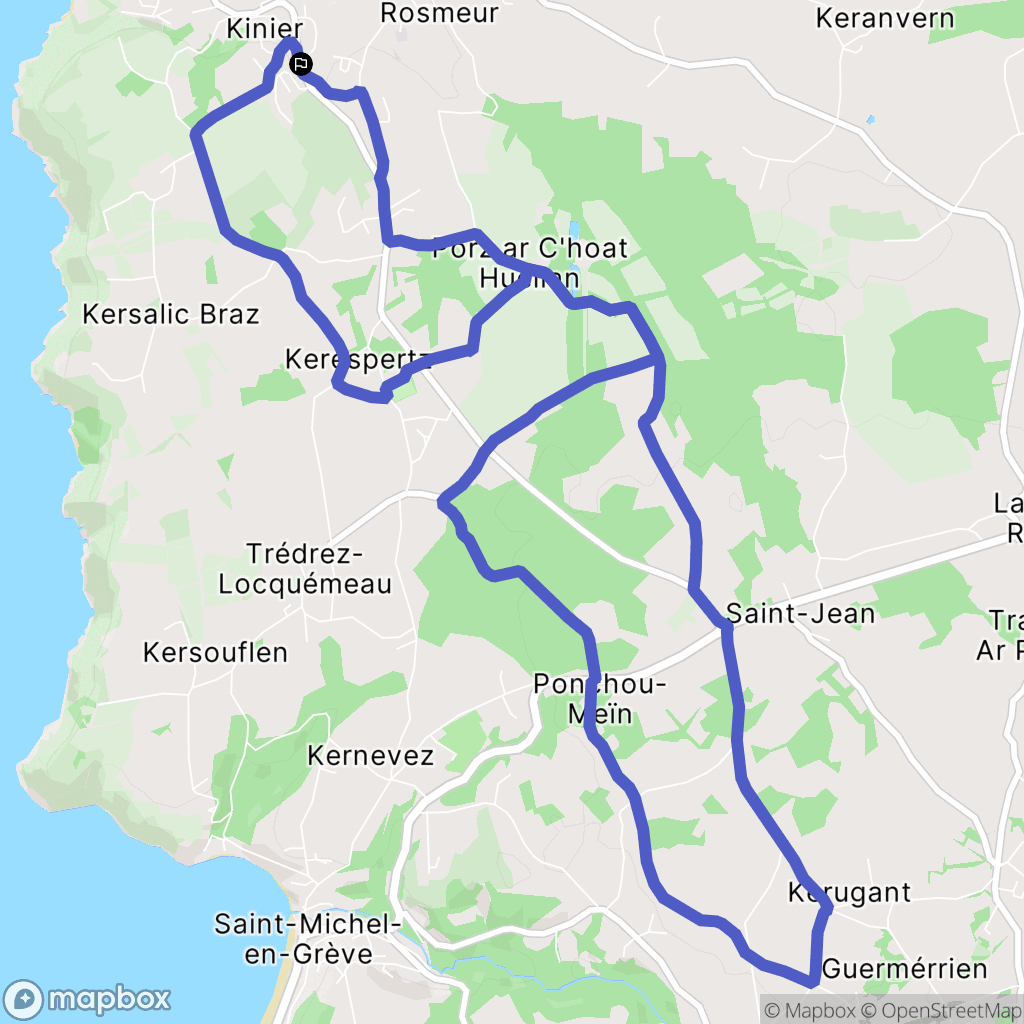 Trédrez-Locquémeau : carte du parcours de randonnée - France