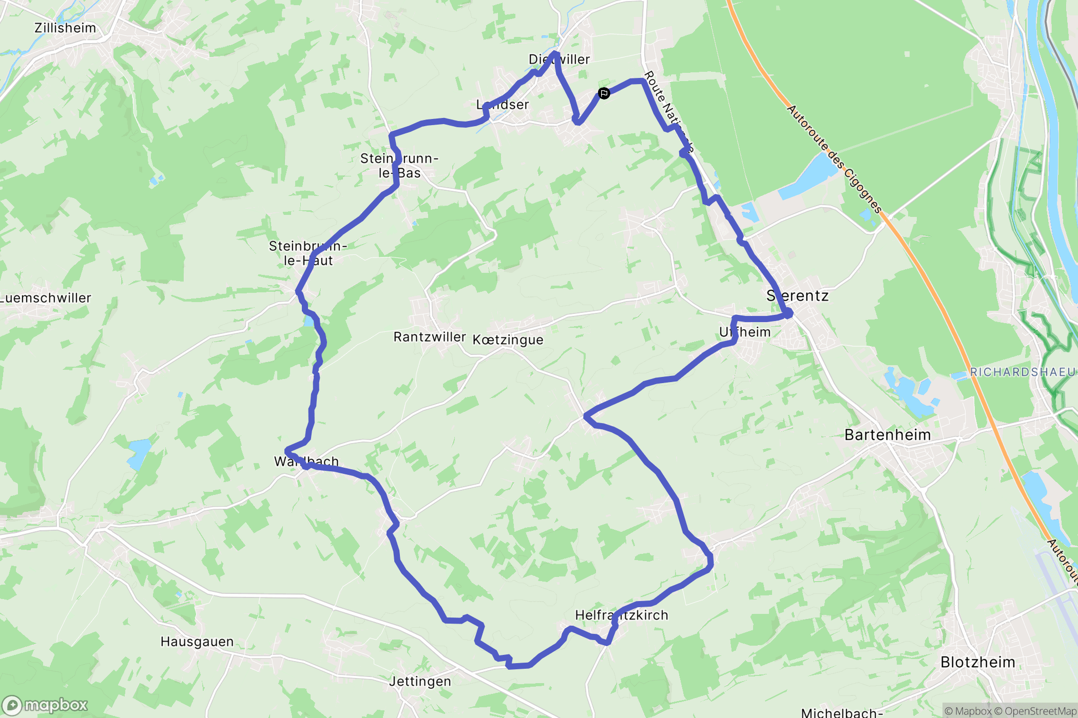 Schlierbach : carte du parcours de randonnée - France