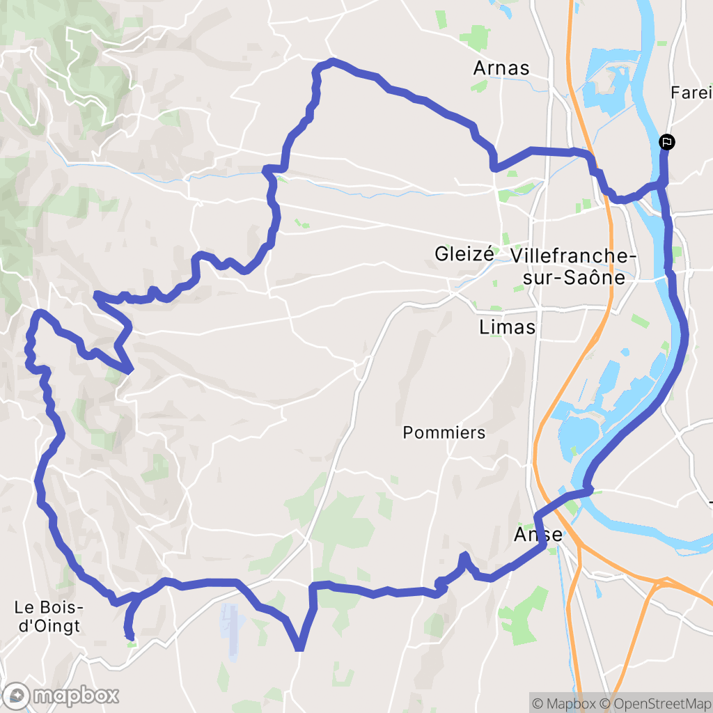 Fareins : carte du parcours de randonnée - France