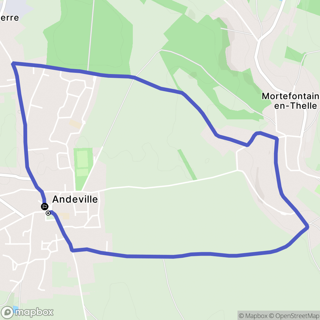 Andeville : carte du parcours de randonnée - France