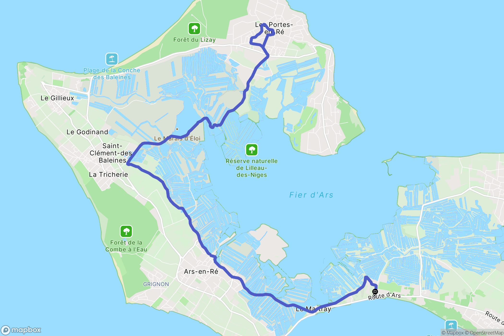 La Couarde-sur-Mer : carte du parcours de randonnée - France