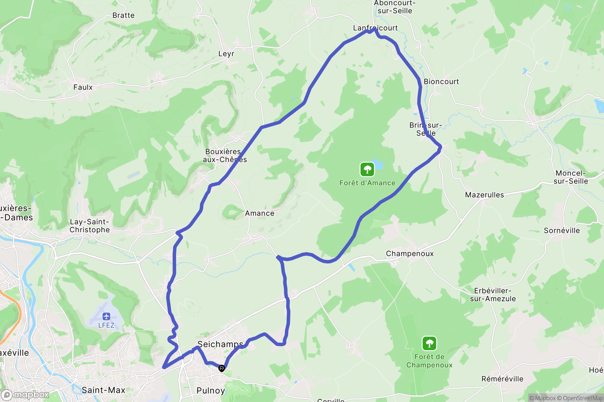 Pulnoy : carte du parcours de randonnée - France