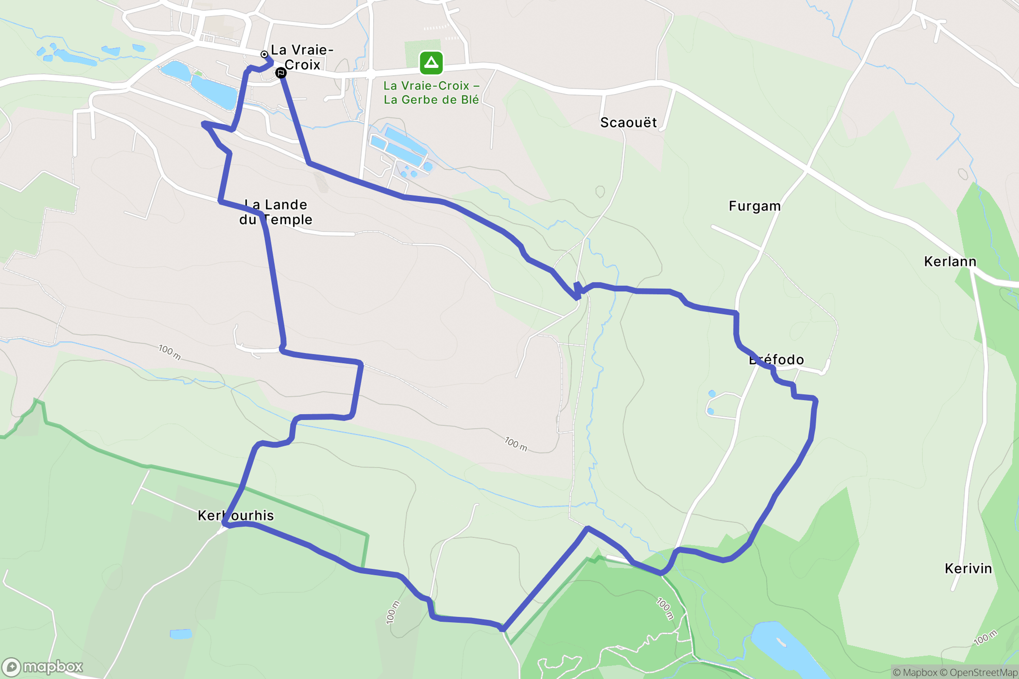 La Vraie-Croix : carte du parcours de randonnée - France
