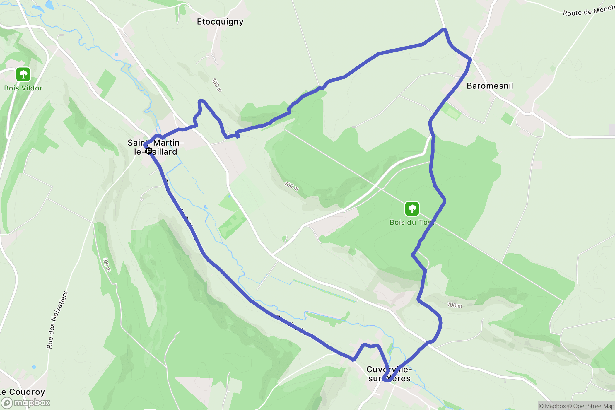 Saint-Martin-le-Gaillard : carte du parcours de randonnée - France
