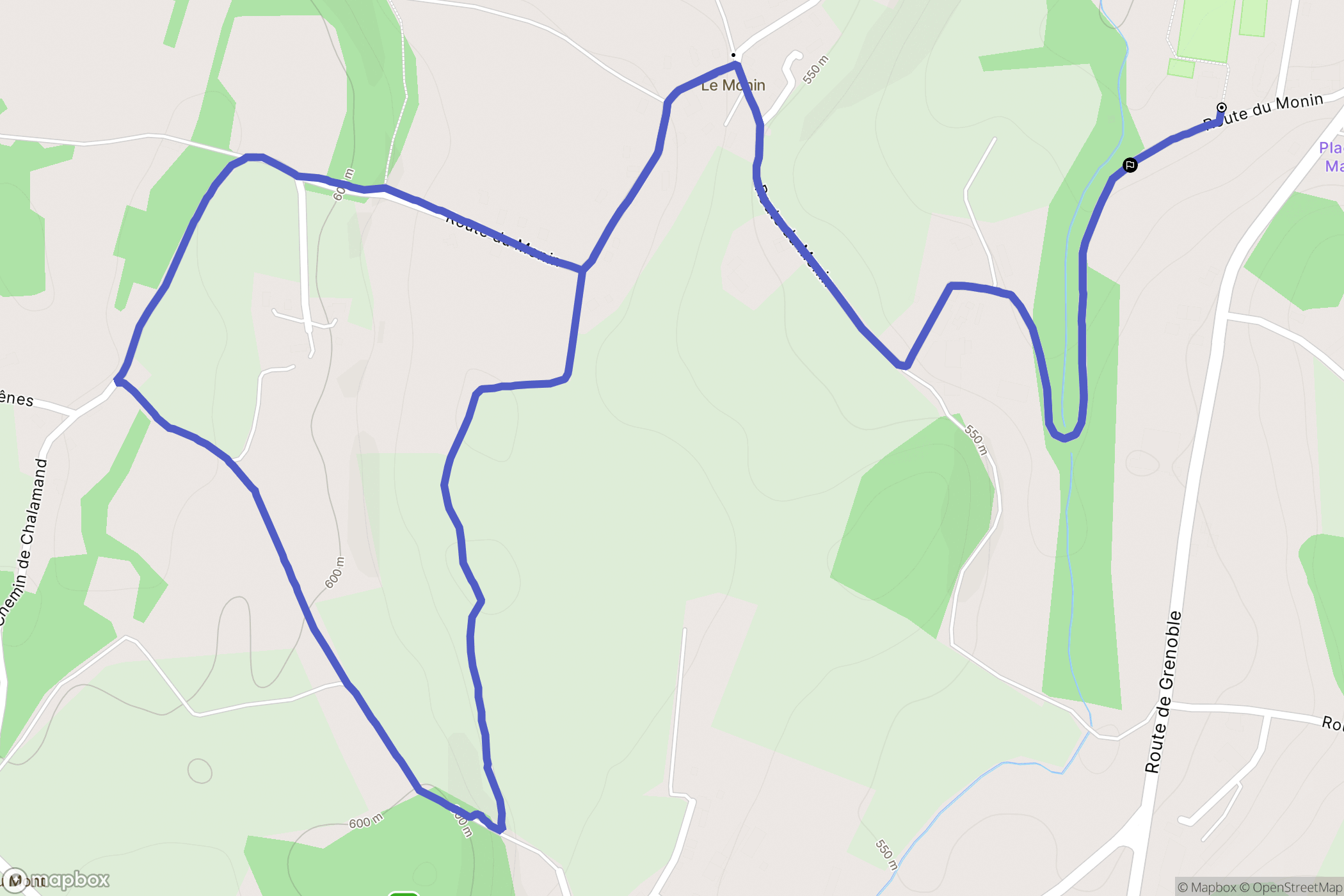 Les Abrets en Dauphiné : carte du parcours de randonnée - France