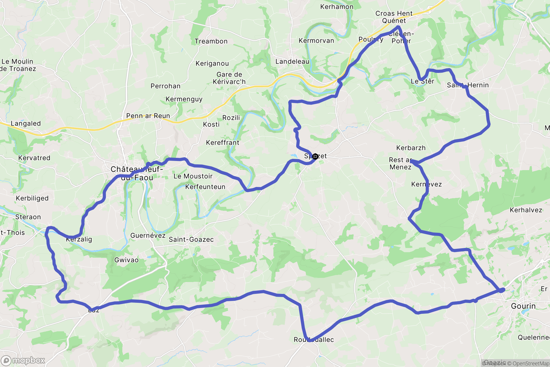Spézet : carte du parcours de randonnée - France