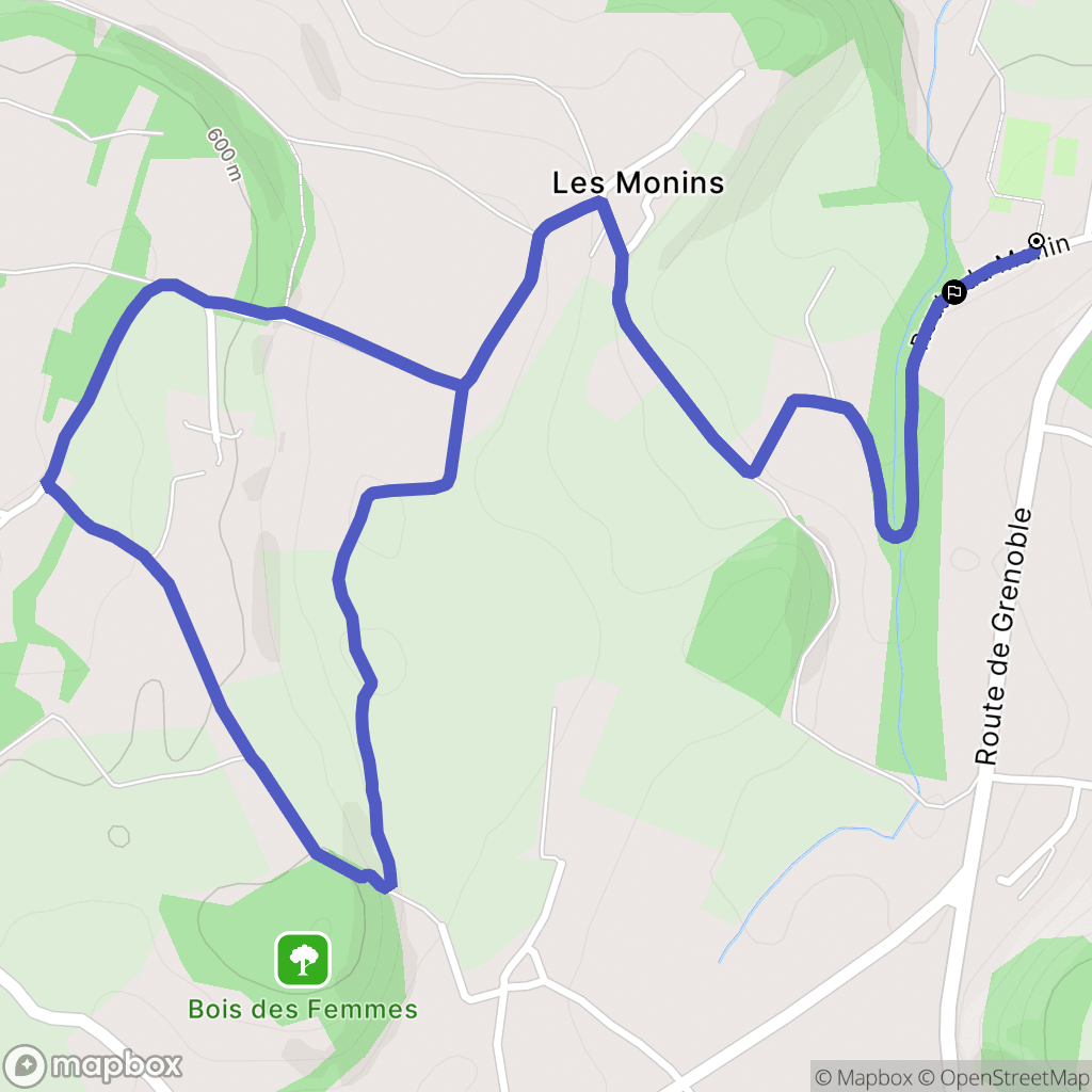 Les Abrets en Dauphiné : carte du parcours de randonnée - France