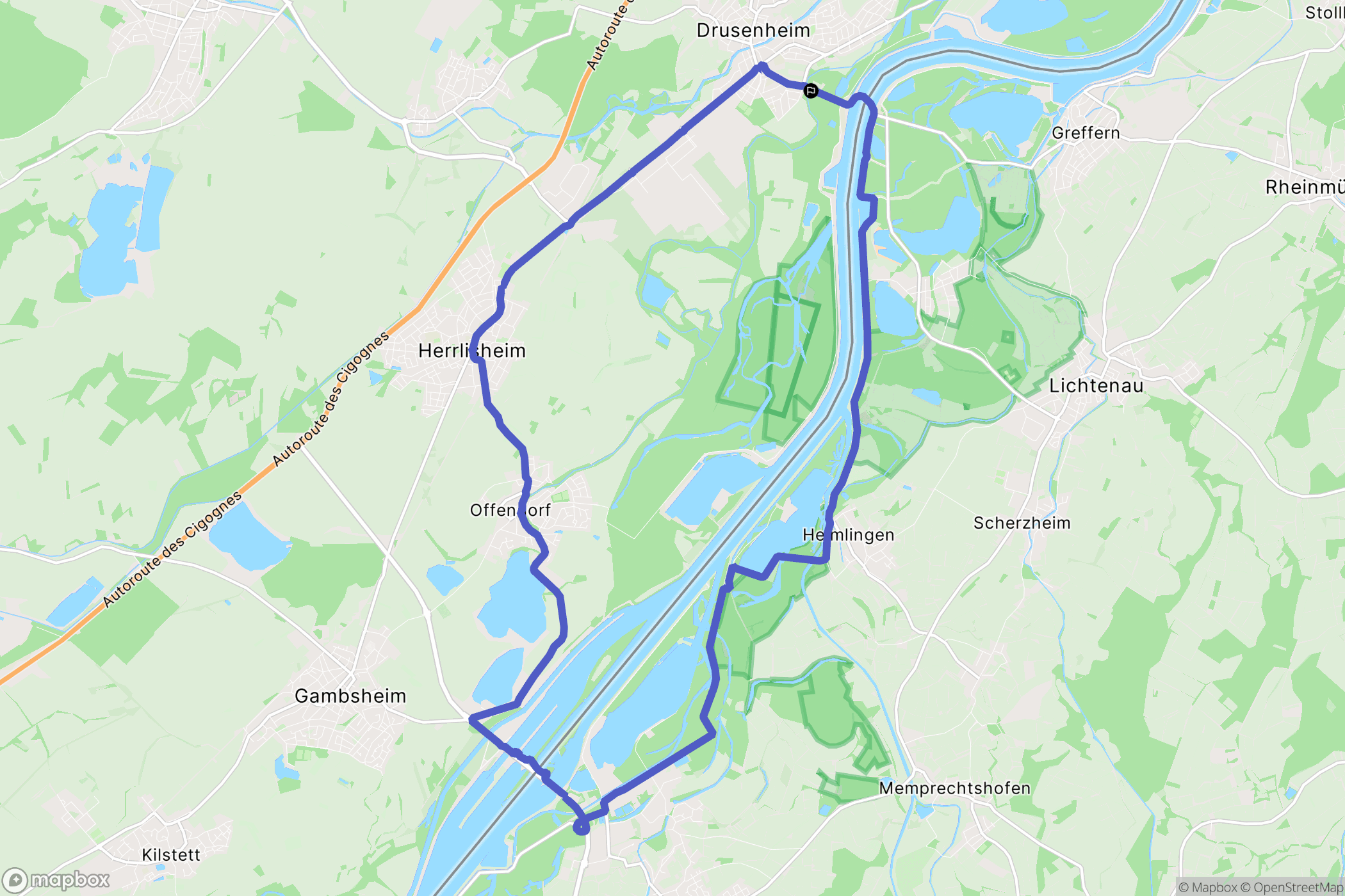 Drusenheim : carte du parcours de randonnée - France