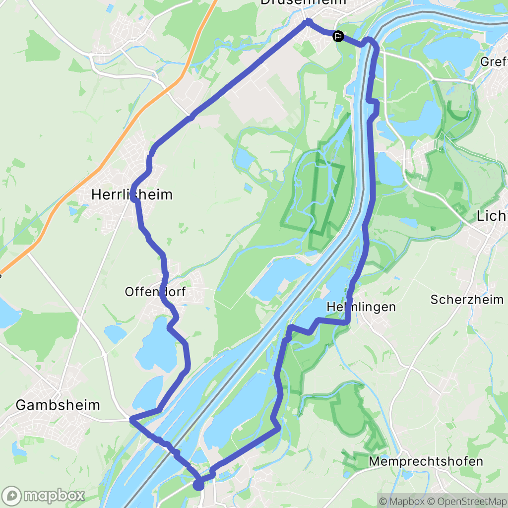 Drusenheim : carte du parcours de randonnée - France