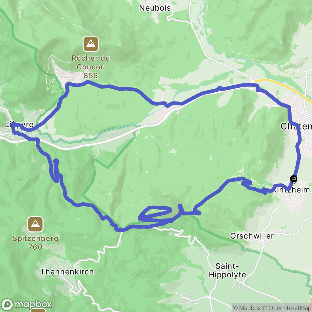 Kintzheim : carte du parcours de randonnée - France