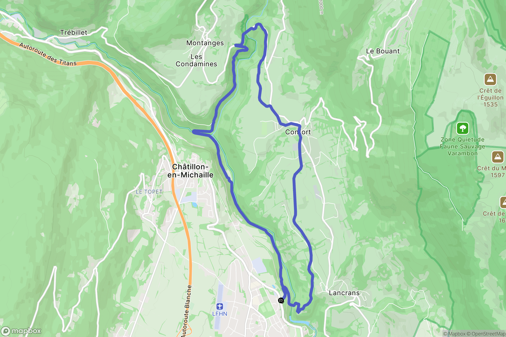 Valserhône : carte du parcours de randonnée - France