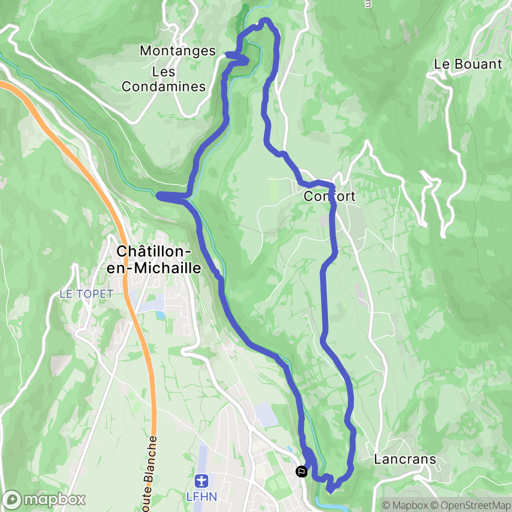 Valserhône : carte du parcours de randonnée - France