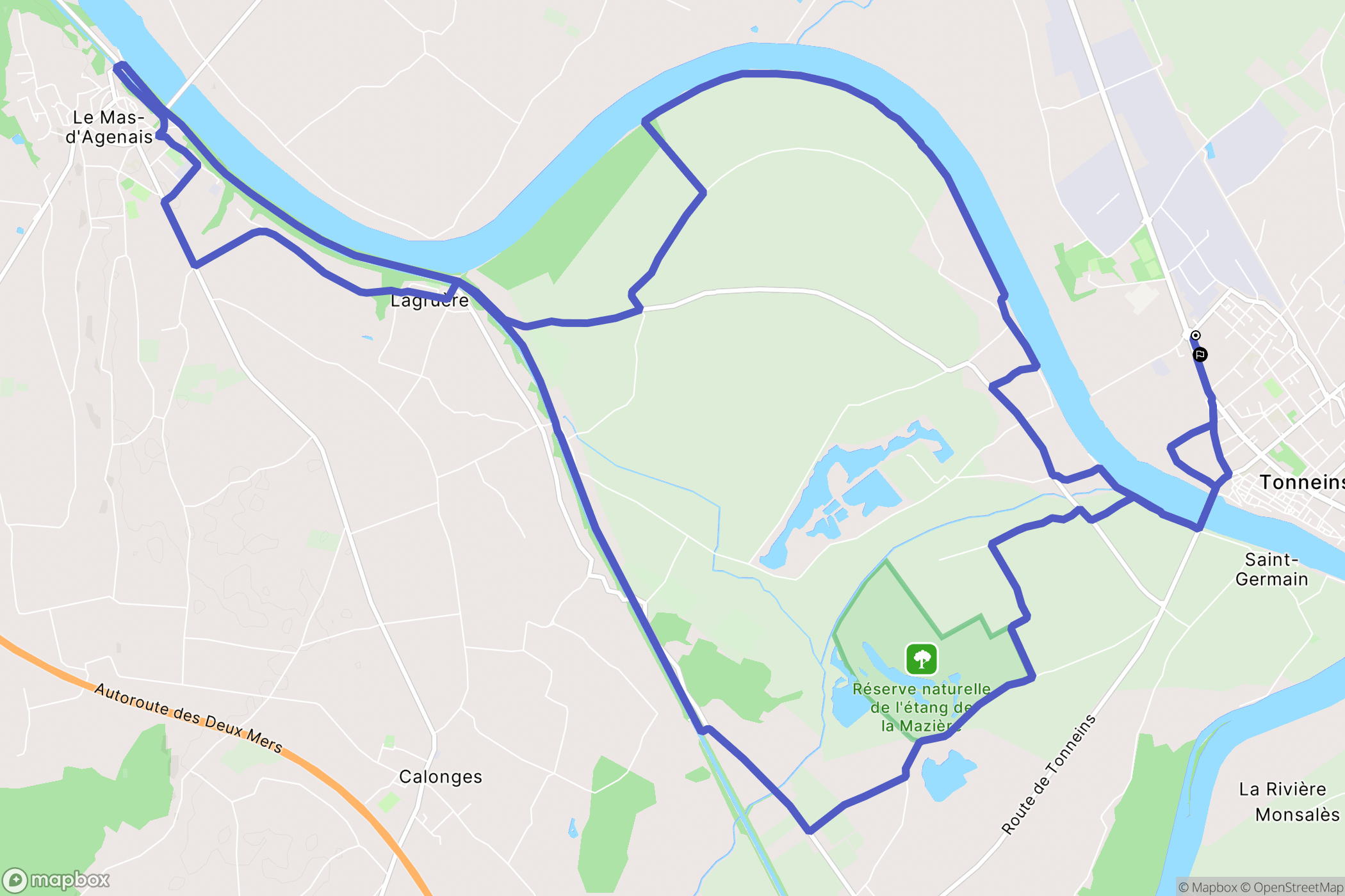Tonneins : carte du parcours de randonnée - France