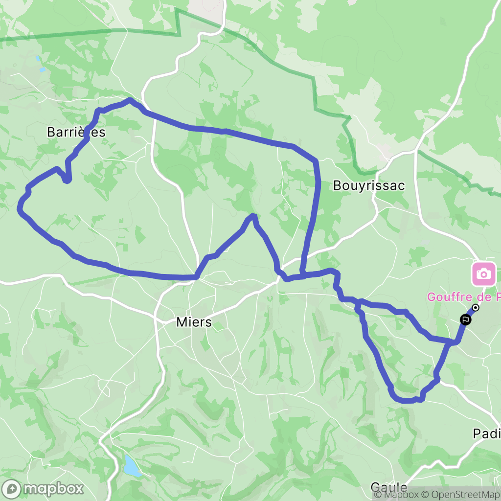 Padirac : carte du parcours de randonnée - France