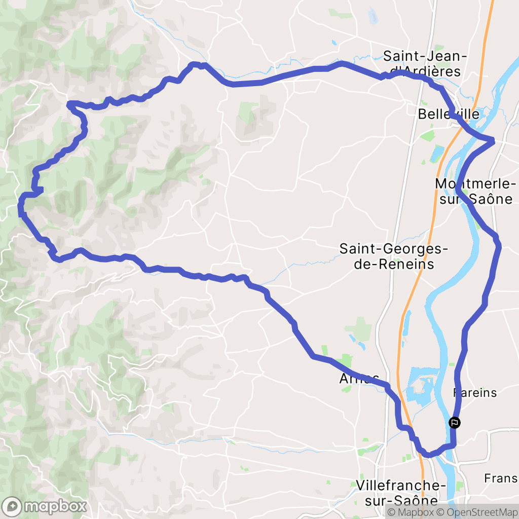 Fareins : carte du parcours de randonnée - France