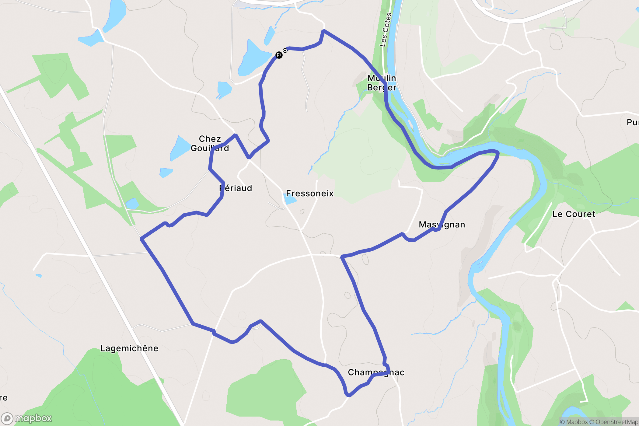 Val-d'Oire-et-Gartempe : carte du parcours de randonnée - France
