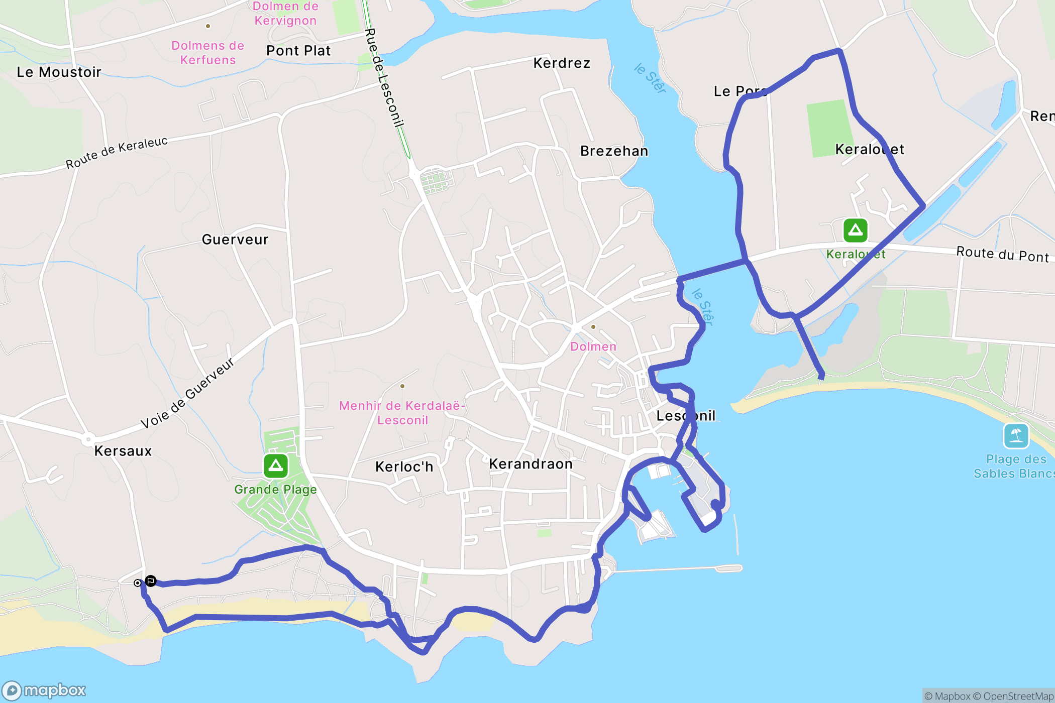 Treffiagat : carte du parcours de randonnée - France