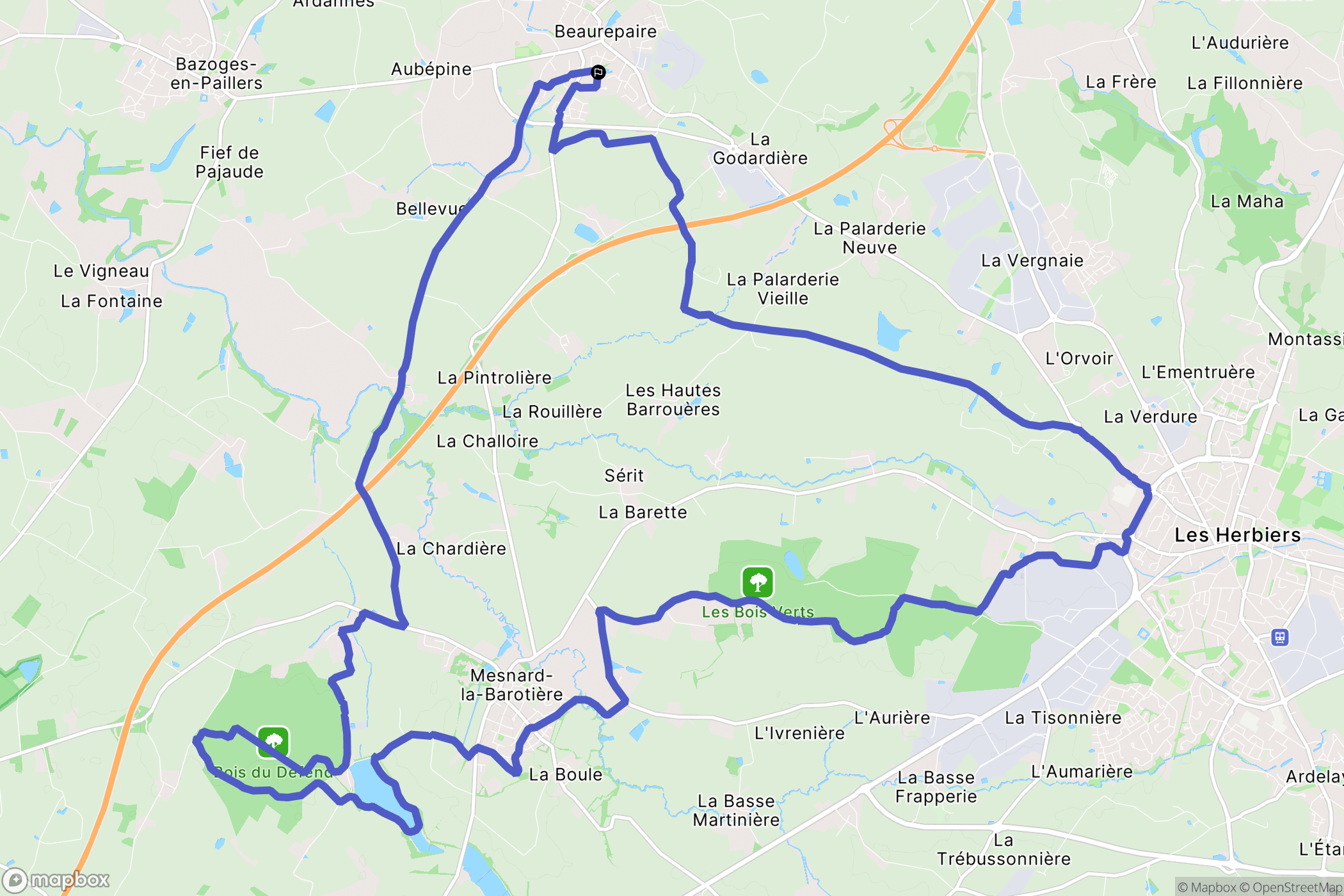 Beaurepaire : carte du parcours de randonnée - France