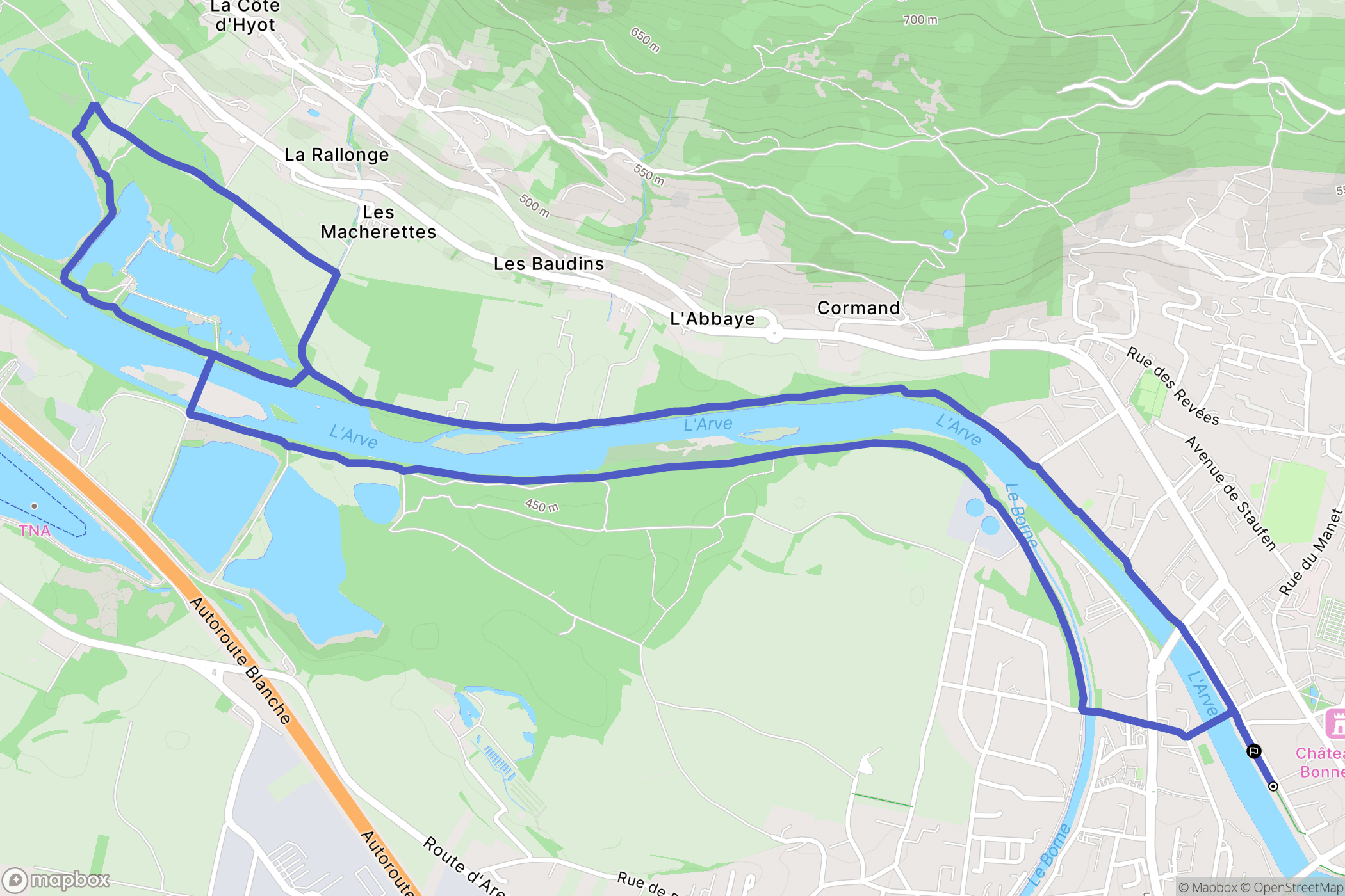 Bonneville : carte du parcours de randonnée - France