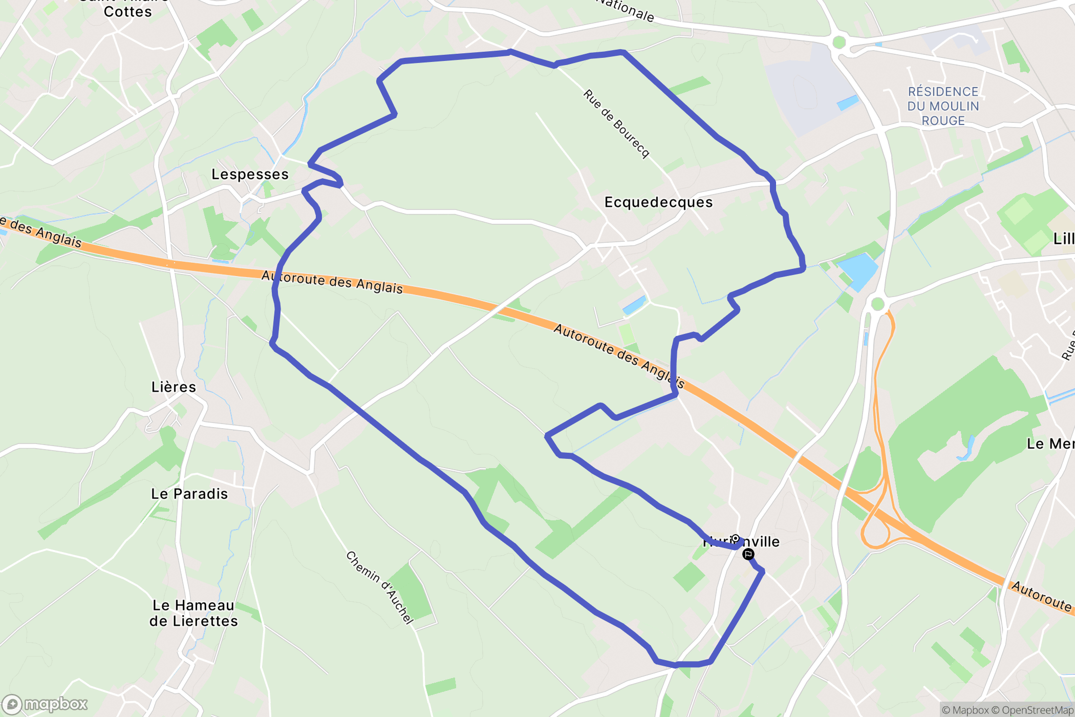 Lillers : carte du parcours de randonnée - France