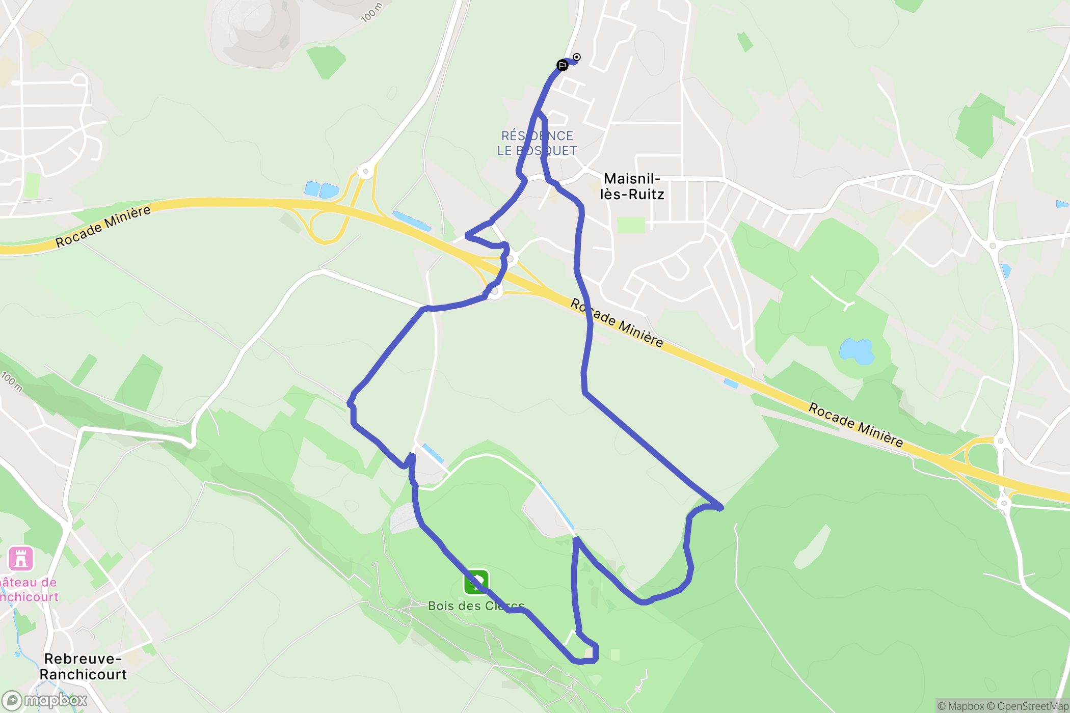 Ruitz : carte du parcours de randonnée - France
