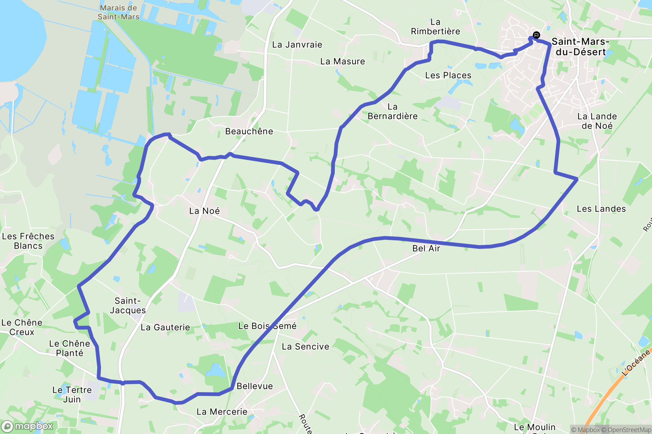 Saint-Mars-du-Désert : carte du parcours de randonnée - France