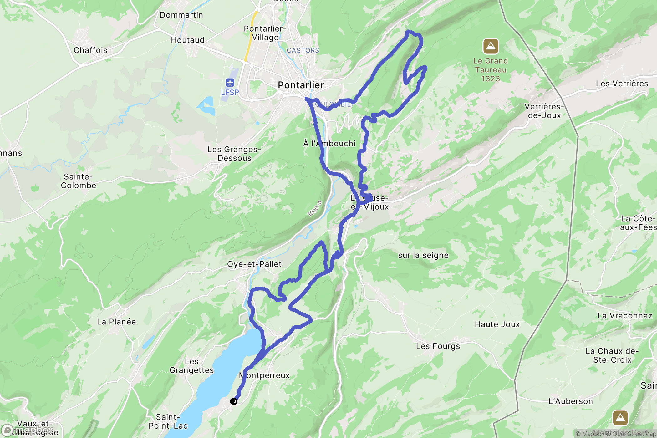 Montperreux : carte du parcours de randonnée - France