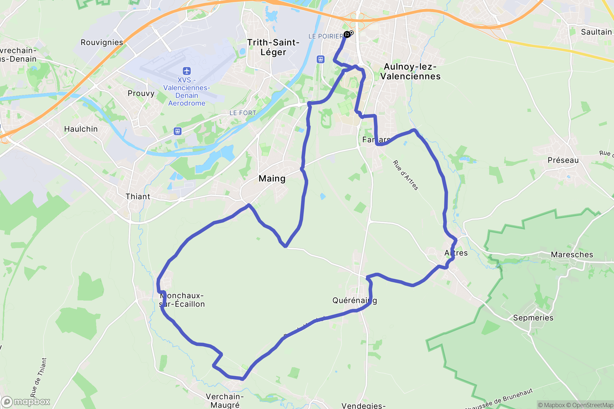 Trith-Saint-Léger : carte du parcours de randonnée - France