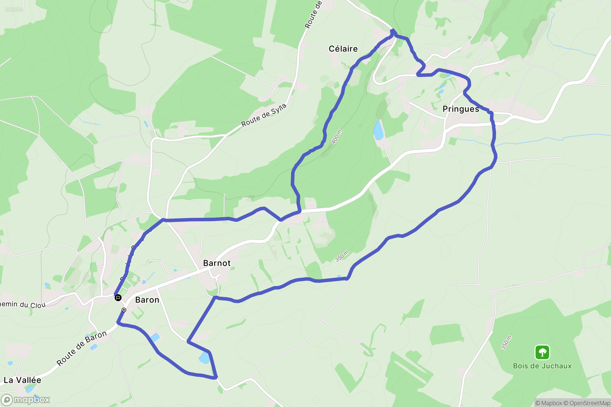Baron : carte du parcours de randonnée - France